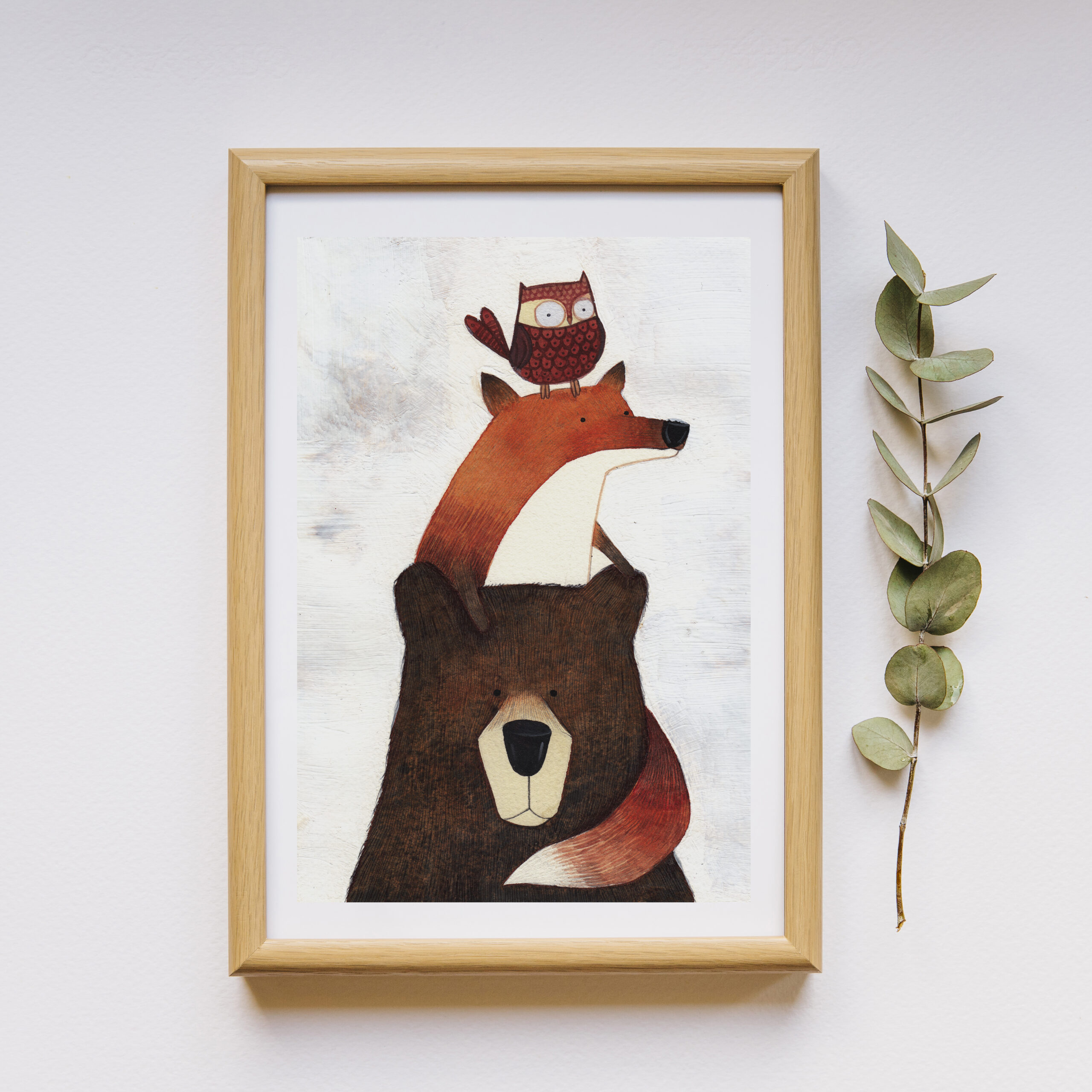 stampa 30x40 totem orso volpe gufo