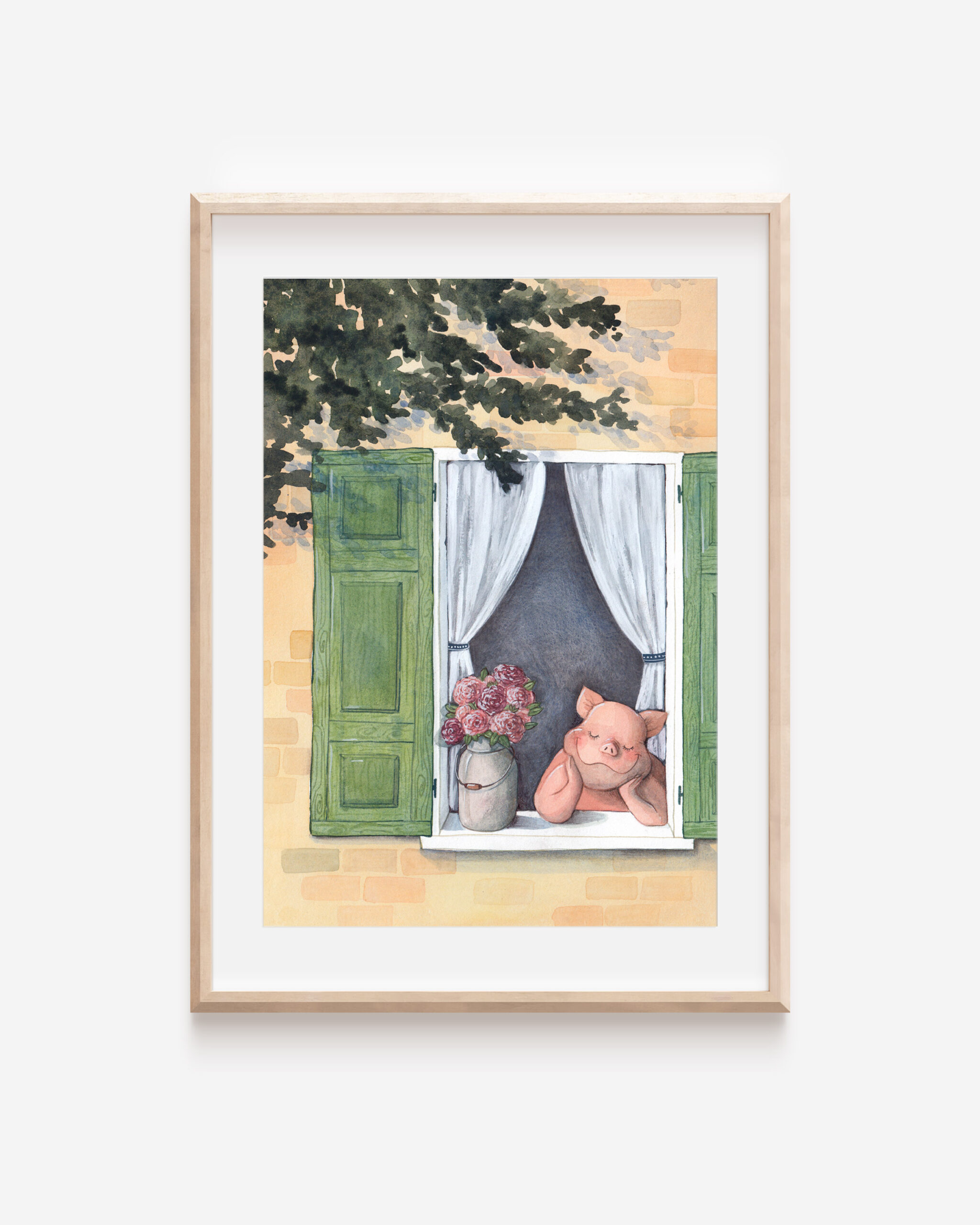 stampa 30x40 maialino peonie